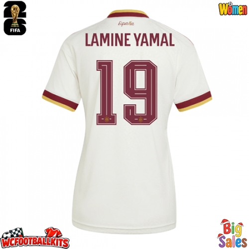 Spain Lamine Yamal #19 Replica Away Stadium Shirt for Women World Cup 2026 Short Sleeve